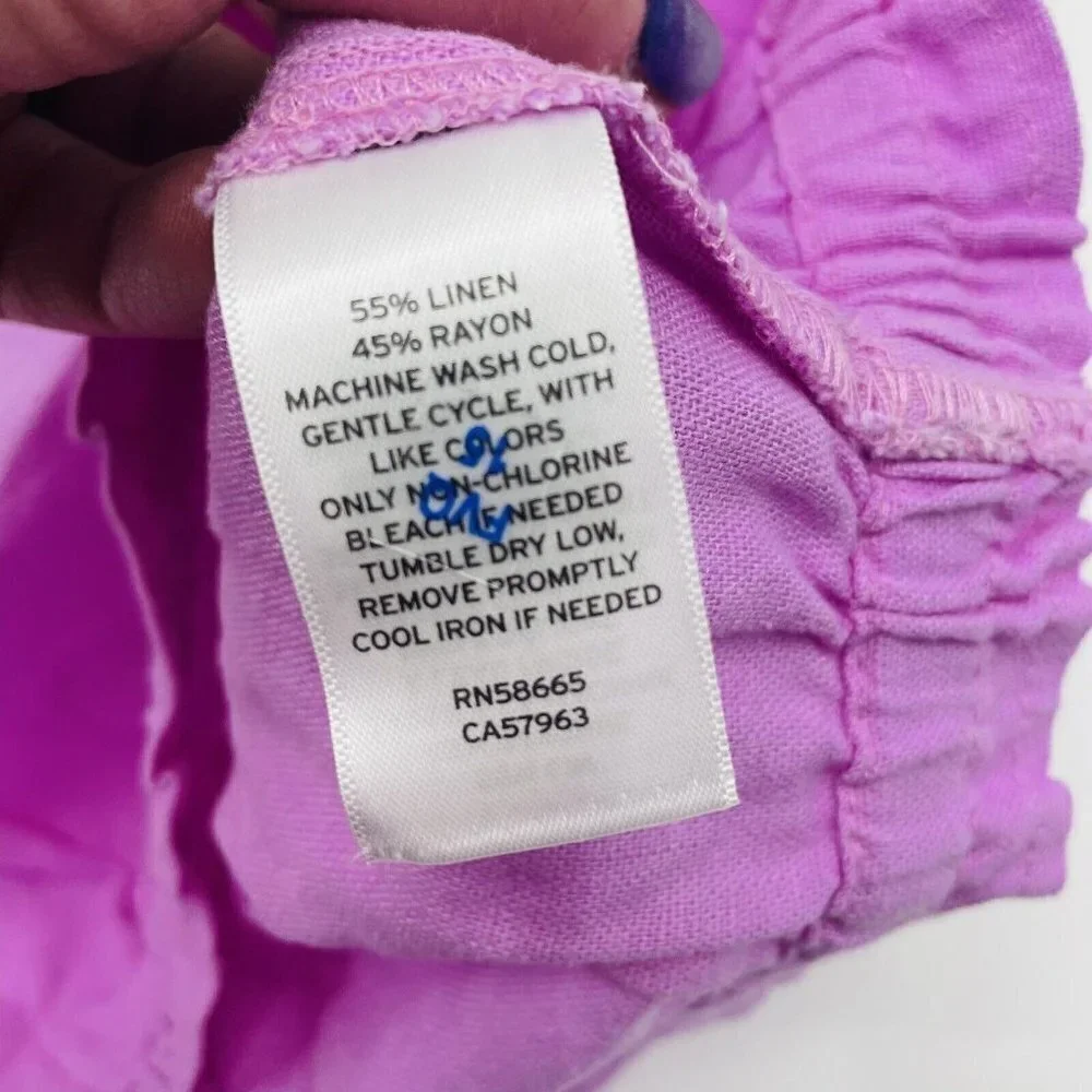 BP Womens Size Small Sleeveless Linen Gathered Crop Tank in Purple Tulip 305